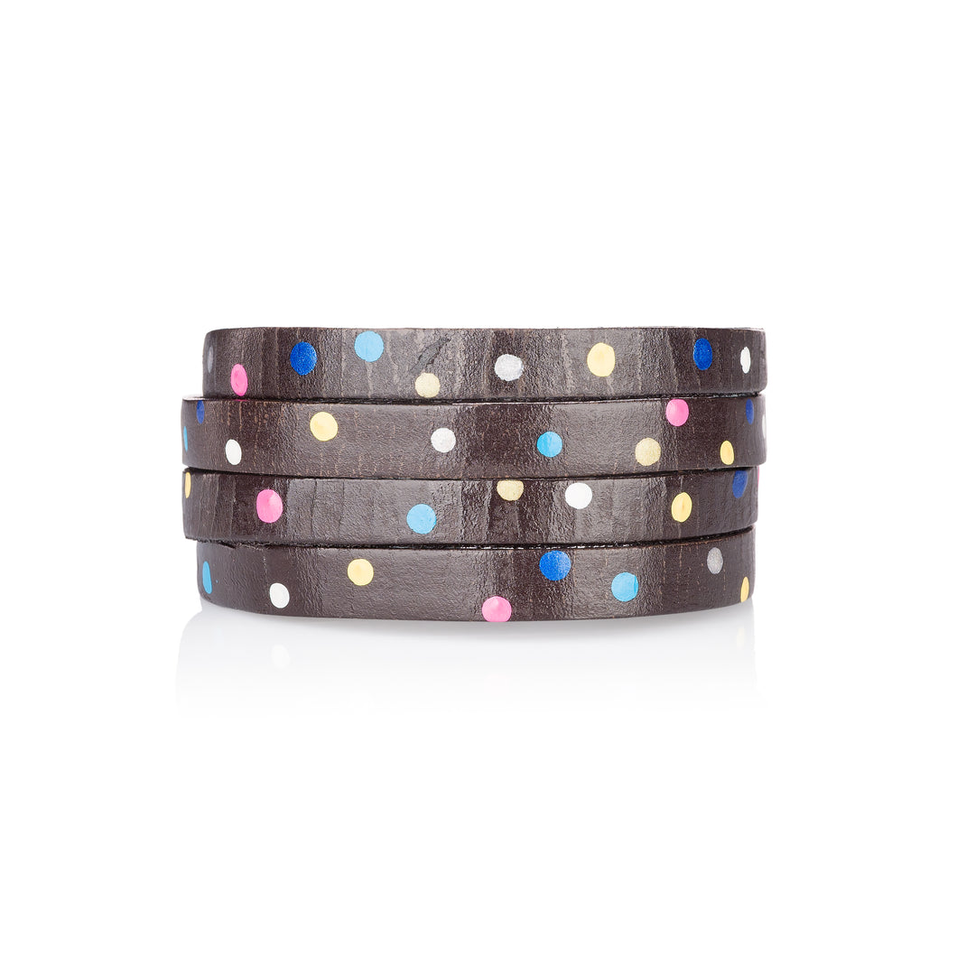brown with hand painted dots